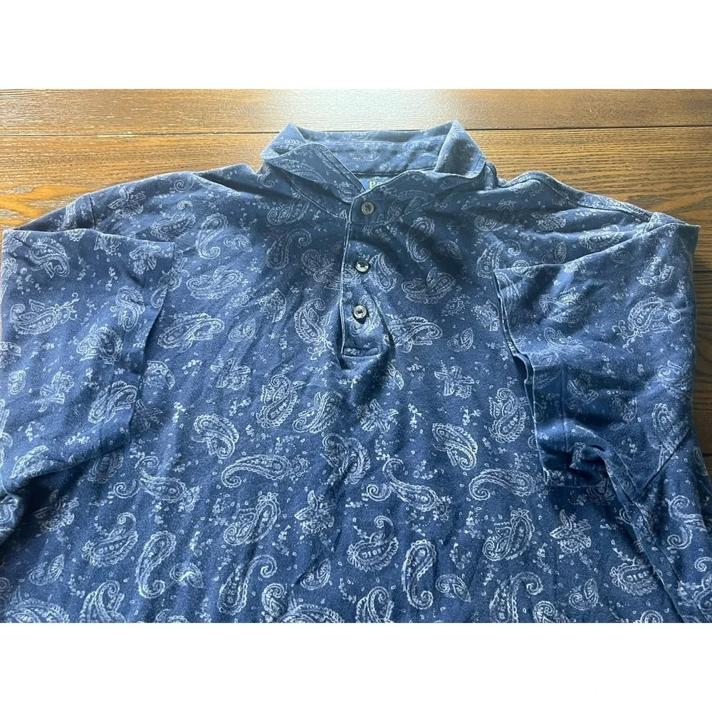 Polo Ralph Lauren Shirt Mens XL Short Sleeve Blue Paisley Classic Fit Cotton